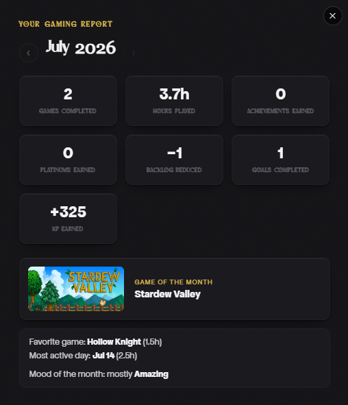Vestige Play — Journey screen